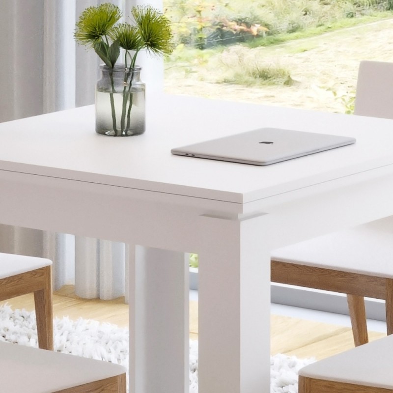 Mesa Cuadrada Extensible Libro Color Blanco Modelo White